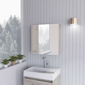 Sines Medicine Cabinet; Four Internal Shelves; Double Door -Light Gray
