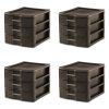 Medium Weave 3 Drawer Unit Plastic, Espresso, Set of 4