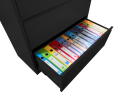 Lateral File Cabinet 4 Drawer, Black Filing Cabinet with Lock, Lockable File Cabinet for Home Office, Locking Metal File Cabinet for Legal/Letter/A4/F