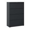 Lateral File Cabinet 4 Drawer, Black Filing Cabinet with Lock, Lockable File Cabinet for Home Office, Locking Metal File Cabinet for Legal/Letter/A4/F