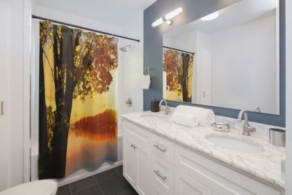 Fabric Shower Curtain, Sunset Tree On a Lake - Sc10967