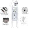 Standing Jewelry Armoire with Mirror, 5 Drawers & 8 Necklace Hooks, Jewelry Cabinet Chest with Top Storage Organizer , 2 Side Swing Doors(White)