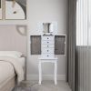 Standing Jewelry Armoire with Mirror, 5 Drawers & 8 Necklace Hooks, Jewelry Cabinet Chest with Top Storage Organizer , 2 Side Swing Doors(White)