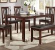 Dining Room Furniture Espresso Color 6pc Set Dining Table 4x Side Chairs and A Bench Solid wood Rubberwood and veneers