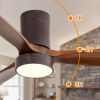 52 Inch Indoor Flush Mount Ceiling Fan with LED Light and Remote Control