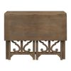 TREXM 3-Piece Retro Dining Set Solid Wood Counter Height Pub Set Foldable Table with 2 Saddle Stools for Kitchen, Small Space (Distressed Brown)