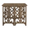 TREXM 3-Piece Retro Dining Set Solid Wood Counter Height Pub Set Foldable Table with 2 Saddle Stools for Kitchen, Small Space (Distressed Brown)