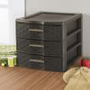 Medium Weave 3 Drawer Unit Plastic, Espresso, Set of 4