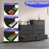 Lateral File Cabinet 4 Drawer, Black Filing Cabinet with Lock, Lockable File Cabinet for Home Office, Locking Metal File Cabinet for Legal/Letter/A4/F
