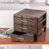Medium Weave 3 Drawer Unit Plastic, Espresso, Set of 4