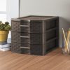 Medium Weave 3 Drawer Unit Plastic, Espresso, Set of 4
