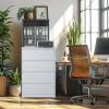 Lateral File Cabinet 4 Drawer, White Filing Cabinet with Lock, Lockable File Cabinet for Home Office, Locking Metal File Cabinet for Legal/Letter/A4/F