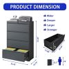 Lateral File Cabinet 4 Drawer, Black Filing Cabinet with Lock, Lockable File Cabinet for Home Office, Locking Metal File Cabinet for Legal/Letter/A4/F