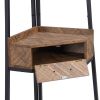 Corner Shelf with Two Drawers 72.64'' Tall, 4-tier Industrial Bookcase, Black