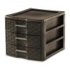 Medium Weave 3 Drawer Unit Plastic, Espresso, Set of 4