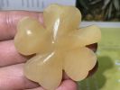 2inches Natural Yellow calcite quartz crystal hand carved Four-leaf clover specimens crystal gifts 1x