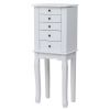 Standing Jewelry Armoire with Mirror, 5 Drawers & 8 Necklace Hooks, Jewelry Cabinet Chest with Top Storage Organizer , 2 Side Swing Doors(White)