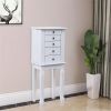 Standing Jewelry Armoire with Mirror, 5 Drawers & 8 Necklace Hooks, Jewelry Cabinet Chest with Top Storage Organizer , 2 Side Swing Doors(White)