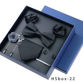 8-piece Gift Box Men's Formal Wear Business Bow Tie Square Scarf Tie Clip (Option: HSbox22)