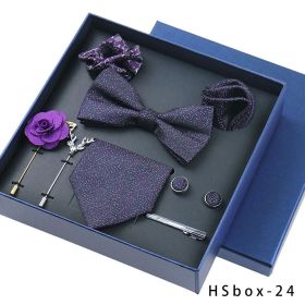 8-piece Gift Box Men's Formal Wear Business Bow Tie Square Scarf Tie Clip (Option: HSbox24)