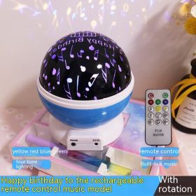 Atmosphere Decorative Lamp Layout Colorful Rotating Stage Light (Option: Rechargeable Birthday Blue-14cm)