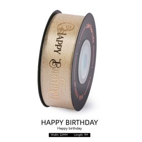 Golden Weft Ribbon Gift Box Packing Tape Ribbon Creative Gilding High-end Festival Decorative Band (Option: HAPPY BIRTHDAY)