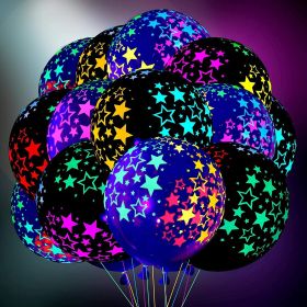Fluorescent Balloon Transparent Fluorescent Polka Dot Balloon Candy Color (Option: 10 Black Five Stars)