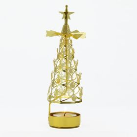 Creative Romantic Candlestick Rotating Metal Revolving Scenic Lantern Nordic Style Atmosphere Aromatherapy Candlelight Dinner (Option: Golden Snowflake)