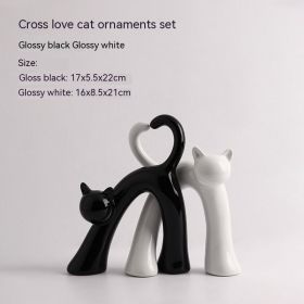 Creative Wine Cabinet Decoration Cat (Option: Black And White Ornaments)