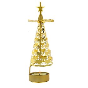 Creative Romantic Candlestick Rotating Metal Revolving Scenic Lantern Nordic Style Atmosphere Aromatherapy Candlelight Dinner (Option: Golden Heart Shape)