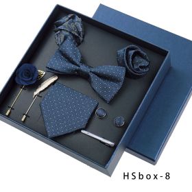 8-piece Gift Box Men's Formal Wear Business Bow Tie Square Scarf Tie Clip (Option: HSbox8)