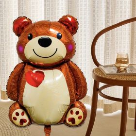 Cartoon Love Standing Bear Valentine's Day Wedding Decoration Aluminum Balloon (Option: Love Bear)