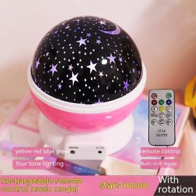 Atmosphere Decorative Lamp Layout Colorful Rotating Stage Light (Option: Charging Pink-14cm)
