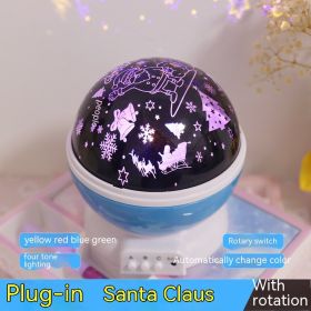 Atmosphere Decorative Lamp Layout Colorful Rotating Stage Light (Option: Christmas Elderly Blue-14cm)