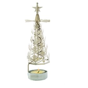 Creative Romantic Candlestick Rotating Metal Revolving Scenic Lantern Nordic Style Atmosphere Aromatherapy Candlelight Dinner (Option: Silver Pine Trees)