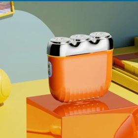 Three-head Magnetic New Mini Electric Shaver (Option: National Fashion Orange)