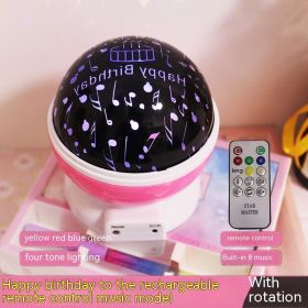 Atmosphere Decorative Lamp Layout Colorful Rotating Stage Light (Option: Charging Birthday Pink-14cm)