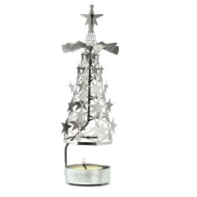 Creative Romantic Candlestick Rotating Metal Revolving Scenic Lantern Nordic Style Atmosphere Aromatherapy Candlelight Dinner (Option: Silver Five pointed Star)