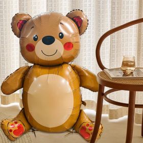 Cartoon Love Standing Bear Valentine's Day Wedding Decoration Aluminum Balloon (Option: Sitting Brown Bear)