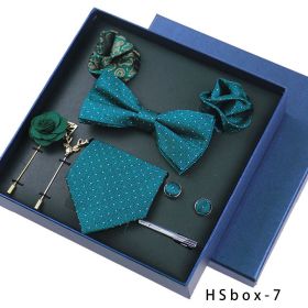 8-piece Gift Box Men's Formal Wear Business Bow Tie Square Scarf Tie Clip (Option: HSbox7)