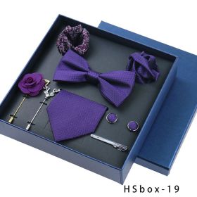 8-piece Gift Box Men's Formal Wear Business Bow Tie Square Scarf Tie Clip (Option: HSbox19)