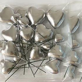 Cake Decorative Colorful Flag (Option: Love Heart Silver 20pc)