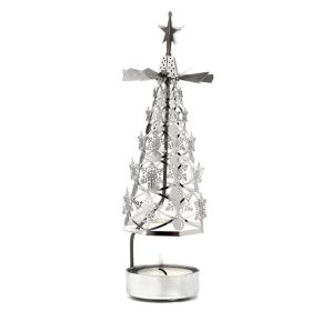 Creative Romantic Candlestick Rotating Metal Revolving Scenic Lantern Nordic Style Atmosphere Aromatherapy Candlelight Dinner (Option: Silver Snowflake)