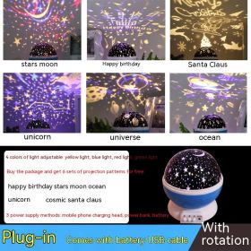 Atmosphere Decorative Lamp Layout Colorful Rotating Stage Light (Option: Blue 6 Sets Of Patterns-14cm)