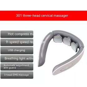 Cervical Spine Massage Instrument Intelligent Pulse Heating Physiotherapy Instrument Hot Compress Neck Support Cervical Spine (Option: Colorful Charging Heating-English Packaging)