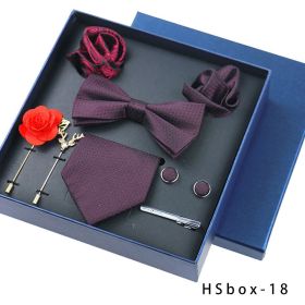 8-piece Gift Box Men's Formal Wear Business Bow Tie Square Scarf Tie Clip (Option: HSbox18)