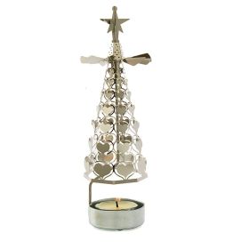 Creative Romantic Candlestick Rotating Metal Revolving Scenic Lantern Nordic Style Atmosphere Aromatherapy Candlelight Dinner (Option: Silver Heart Shape)