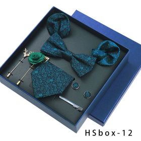 8-piece Gift Box Men's Formal Wear Business Bow Tie Square Scarf Tie Clip (Option: HSbox12)