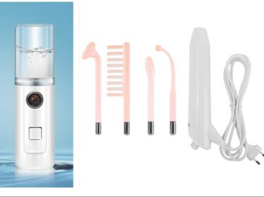 High Frequency Facial Machine Electrode Wand Glass Tube Electrotherapy (Option: Transparent set-Pink EU)