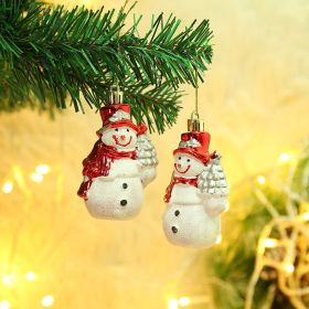 Christmas Decoration Plastic Christmas Stockings Crutch Pendant (Option: Pine Snowmanpair)